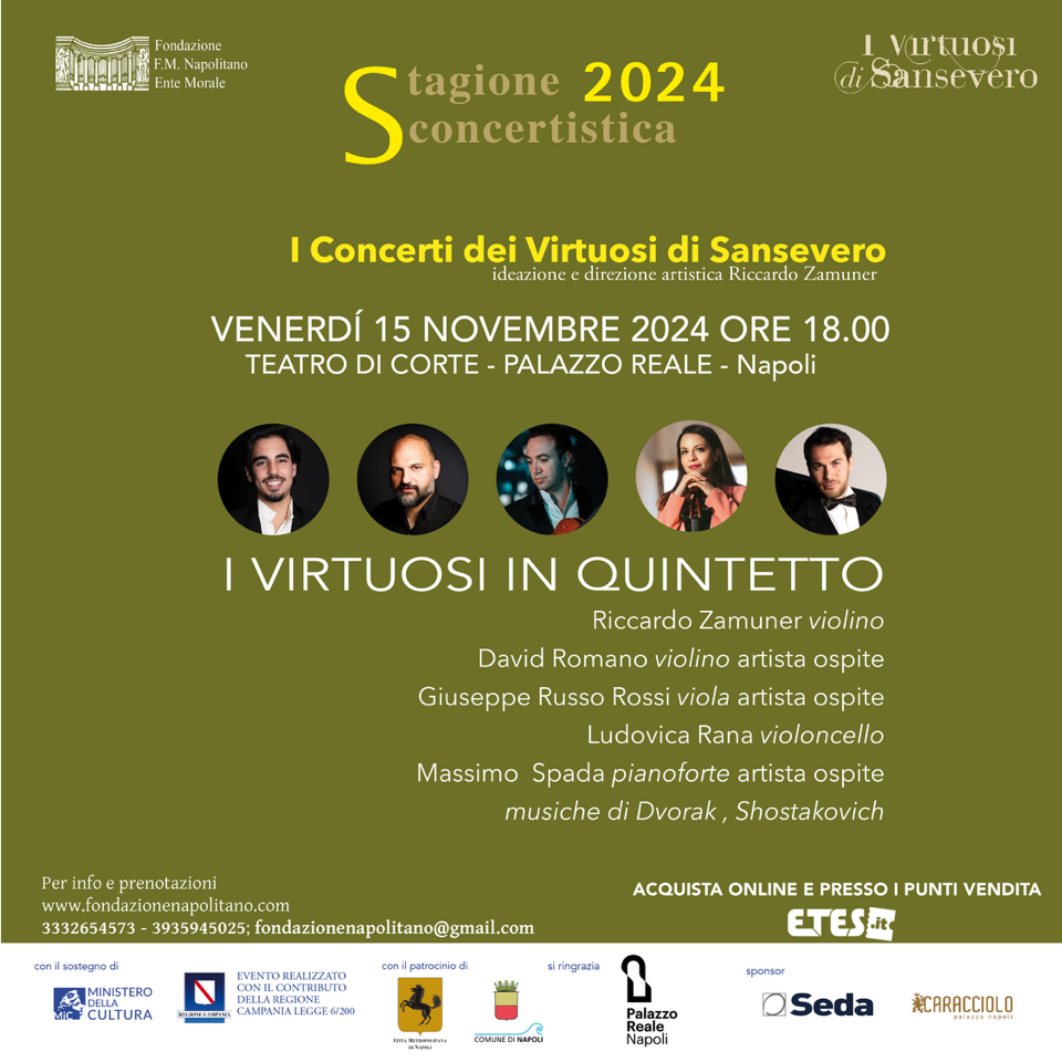 I CONCERTI DEI “VIRTUOSI DI SANSEVERO” AL TEATRO DI CORTE DI PALAZZO REALE